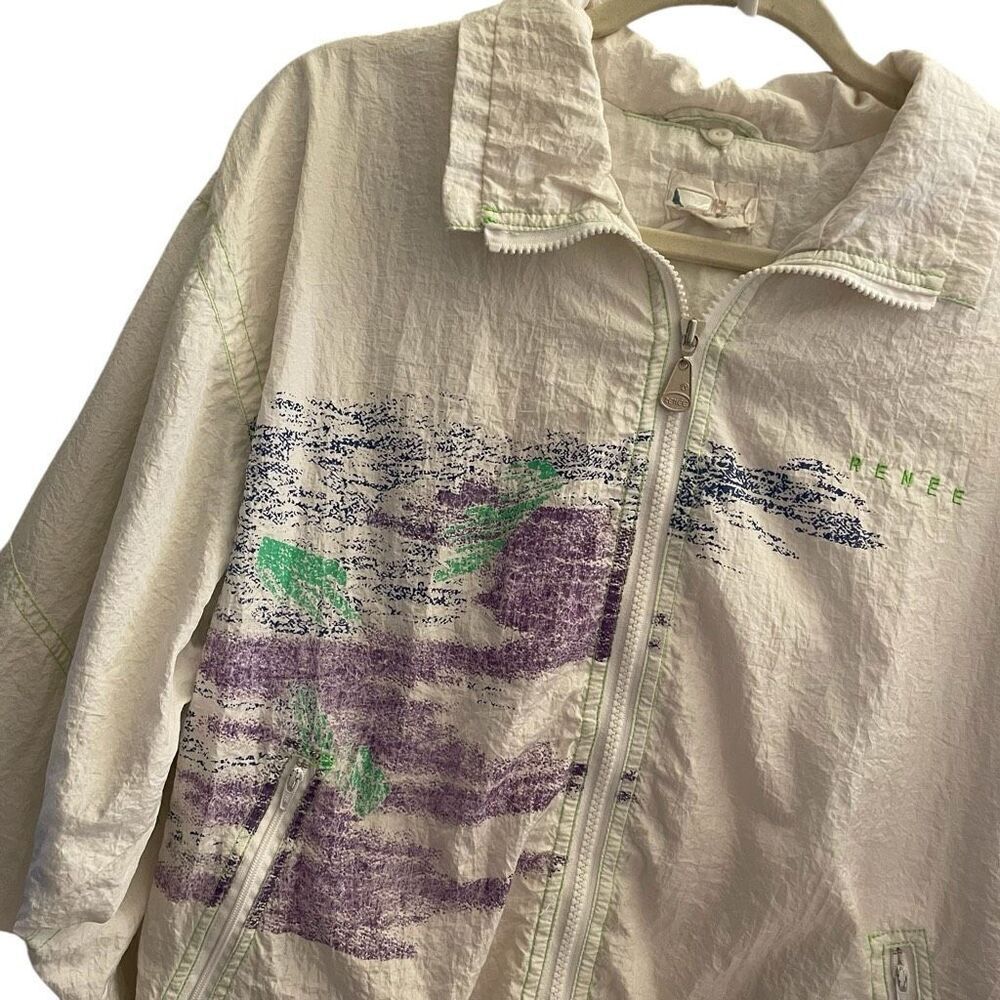 Vintage Renee Fill Zip Tennis Windbreaker Jacket Women’s Size Medium Large - Picture 2 of 7